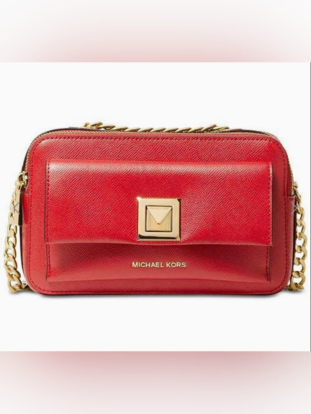 Michael KorsSylvia Red Leather Crossbody Bag with Gold Hardware
